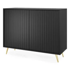 Garnero Arredamenti Madia 104x78h cm 2 ante moderna nero cannettato Celestia Nero Opaco Best