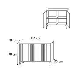 Garnero Arredamenti Madia 104x78h cm 2 ante moderna nero cannettato Celestia Nero Opaco Best