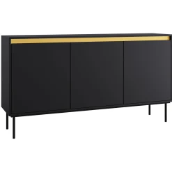 Garnero Arredamenti Madia 160x86h cm 3 ante moderna nero oro Praga