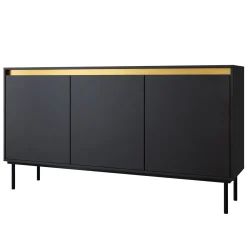 Garnero Arredamenti Madia 160x86h cm 3 ante moderna nero oro Praga
