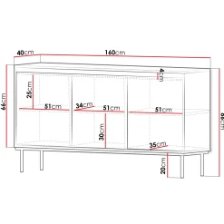 Garnero Arredamenti Madia 160x86h cm 3 ante moderna nero oro Praga