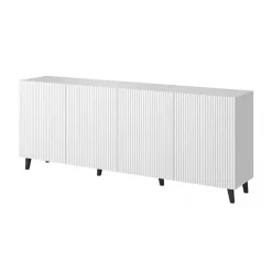 Garnero Arredamenti Madia 201x83h cm 4 ante moderna cannettato bianco Essence Bianco Opaco Hot