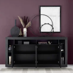 Garnero Arredamenti Madia 210x102h cm 4 ante moderna soggiorno Trilogy Nero Frassinato Best