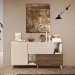 Garnero Arredamenti Madia 181x94h cm 2 ante moderna beige rovere scuro Witty Noce - Beige Sale