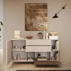 Garnero Arredamenti Madia 181x94h cm 2 ante moderna beige rovere scuro Witty Noce - Beige Sale