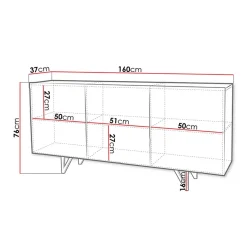 Garnero Arredamenti Madia 160x76h cm 3 ante moderna bianco lucido Kalmar Outlet