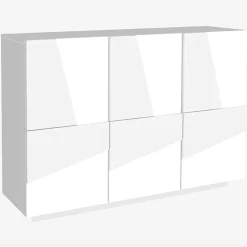 Garnero Arredamenti Madia 120x86h cm 3 ante moderna decorate Zenzero Bianco Lucido Clearance