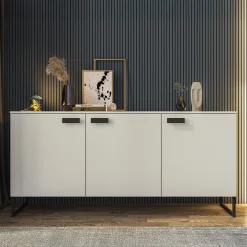 Garnero Arredamenti Madia 184x87h cm 3 ante moderna beige cashmere nero Casmira Best