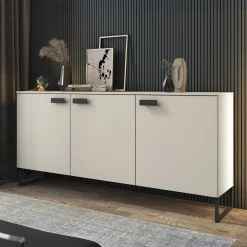 Garnero Arredamenti Madia 184x87h cm 3 ante moderna beige cashmere nero Casmira Best