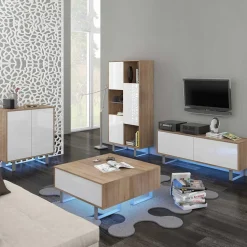 Garnero Arredamenti Madia 80x90h cm 2 ante moderna rovere bianco lucido Kelli Gihome® Bianco Lucido - Rovere Outlet