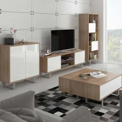 Garnero Arredamenti Madia 80x90h cm 2 ante moderna rovere bianco lucido Kelli Gihome® Bianco Lucido - Rovere Outlet