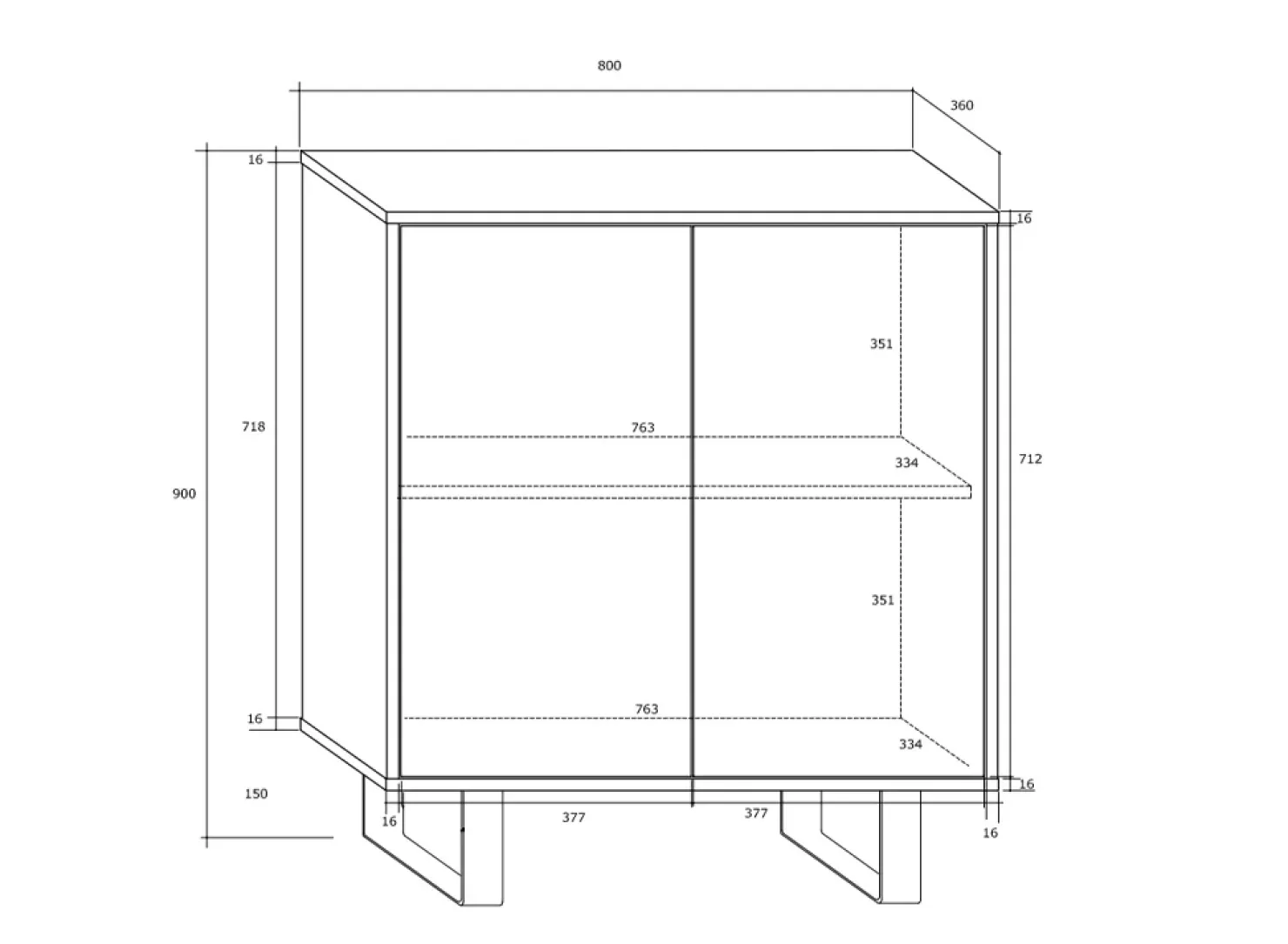 Garnero Arredamenti Madia 80x90h cm 2 ante moderna rovere bianco lucido Kelli Gihome® Bianco Lucido - Rovere Outlet