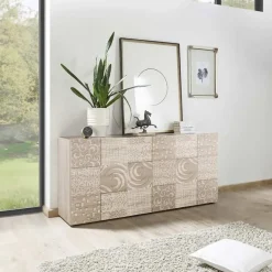 Garnero Arredamenti Madia 181x84h cm 3 ante moderna samoa con serigrafia Paradise Rovere Best