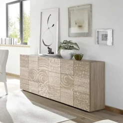 Garnero Arredamenti Madia 181x84h cm 3 ante moderna   samoa con serigrafia Paradise Rovere Best