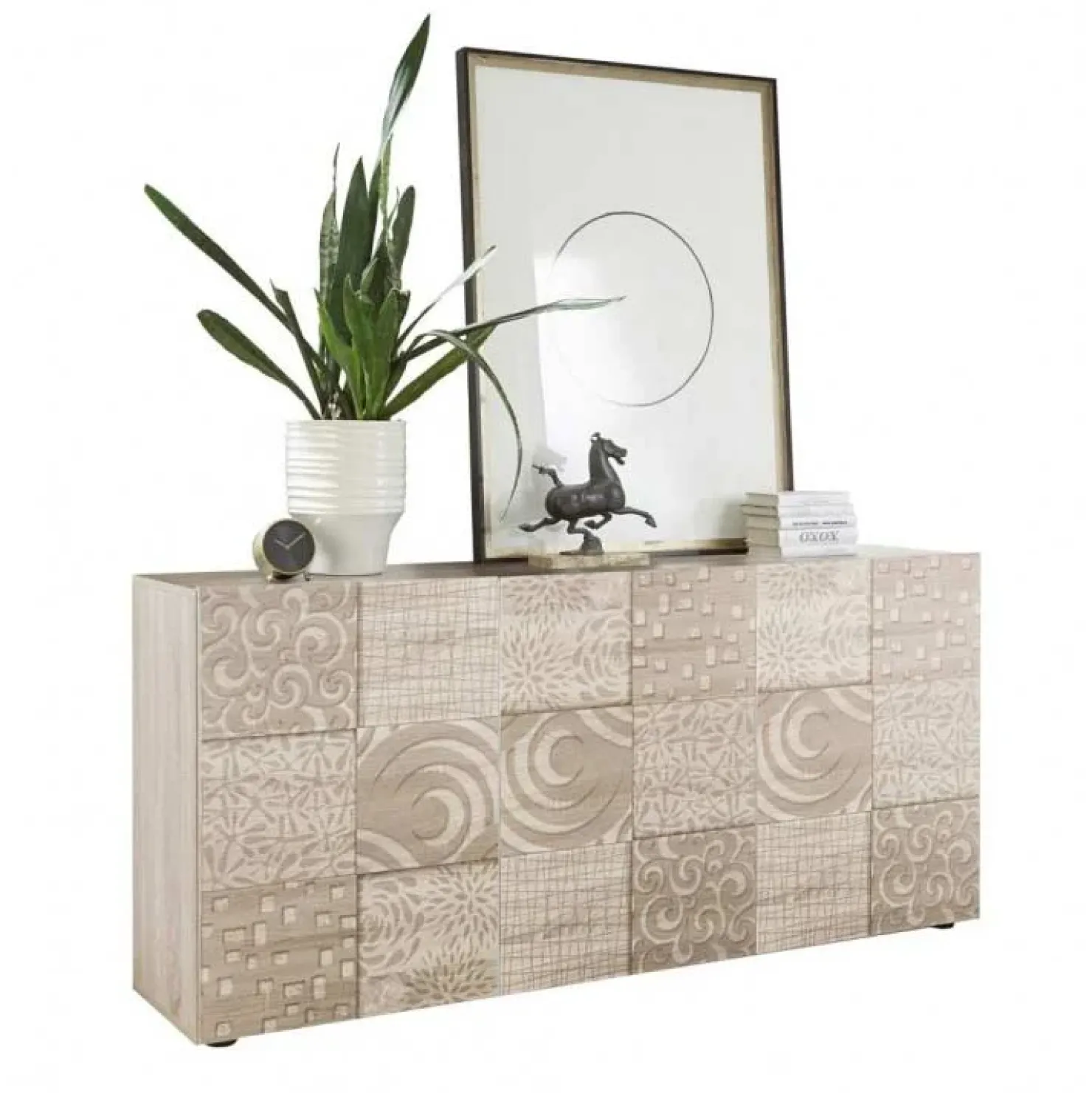 Garnero Arredamenti Madia 181x84h cm 3 ante moderna samoa con serigrafia Paradise Rovere Best