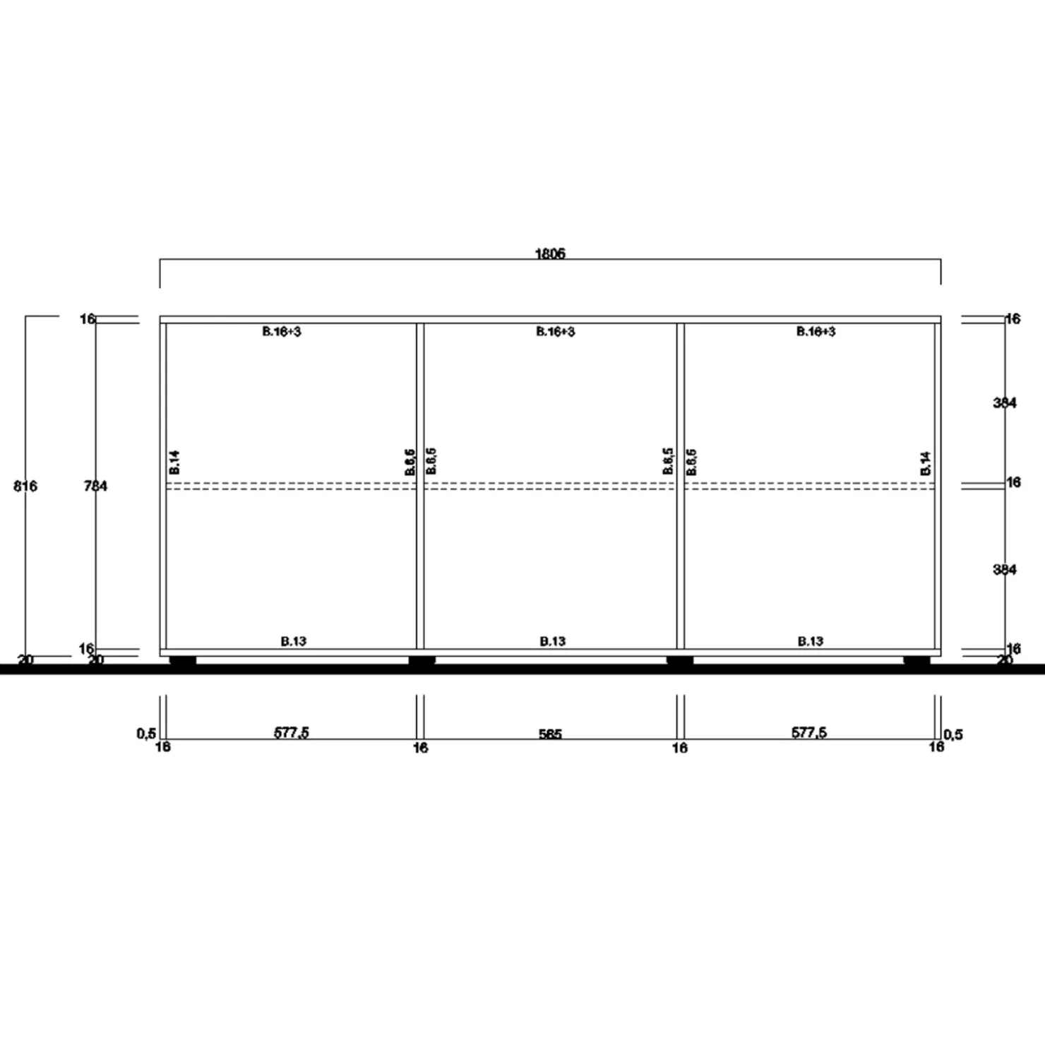 Garnero Arredamenti Madia 181x84h cm 3 ante moderna samoa con serigrafia Paradise Rovere Best