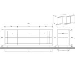 Garnero Arredamenti Madia 207x80h cm 4 ante moderna cemento bianco opaco Deluxe Cemento - Bianco opaco Outlet