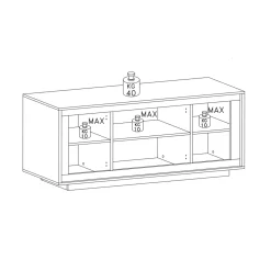 Garnero Arredamenti Madia 207x80h cm 4 ante moderna cemento bianco opaco Deluxe Cemento - Bianco opaco Outlet