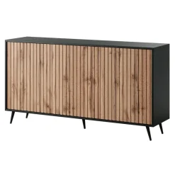 Garnero Arredamenti Madia 154x78h cm 3 ante moderna rovere cannettato nero Celestia Rovere Rustico - Nero opaco Best