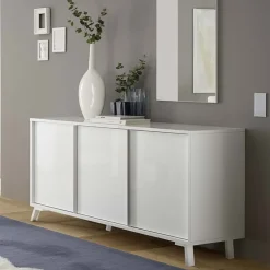 Garnero Arredamenti Madia 156x84h cm 3 ante moderna soggiorno Tosca Bianco Lucido Outlet