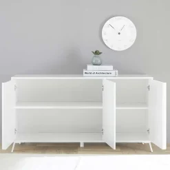 Garnero Arredamenti Madia 156x84h cm 3 ante moderna soggiorno Tosca Bianco Lucido Outlet