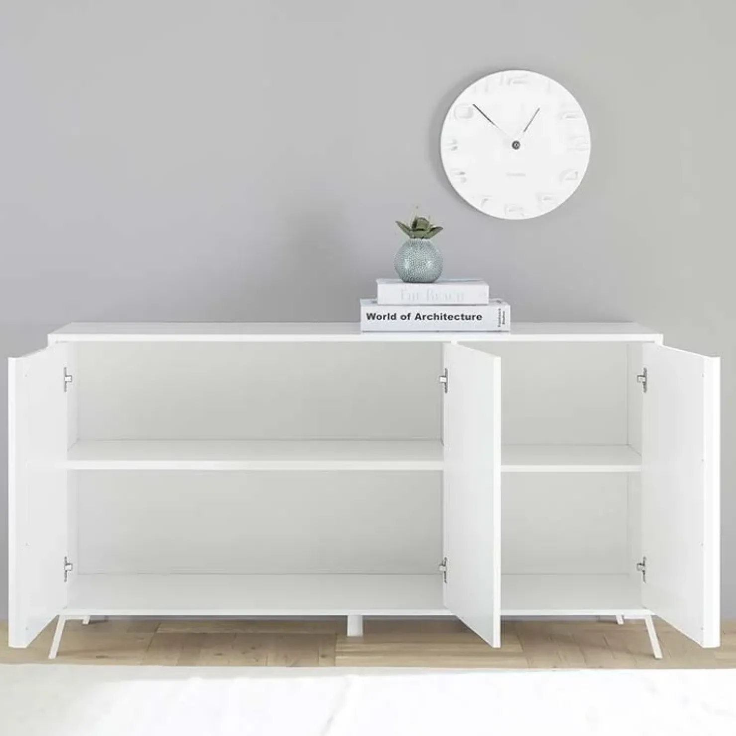 Garnero Arredamenti Madia 156x84h cm 3 ante moderna soggiorno Tosca Bianco Lucido Outlet