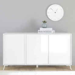 Garnero Arredamenti Madia 156x84h cm 3 ante moderna soggiorno Tosca Bianco Lucido Outlet