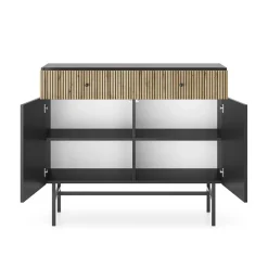 Garnero Arredamenti Madia 105x90h cm 2 ante moderna nero rovere cannettato Eterna Nero Opaco - Rovere Rustico Outlet