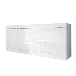 Garnero Arredamenti Madia 207x86h cm 4 ante moderna soggiorno Eternity Bianco Lucido Discount