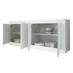 Garnero Arredamenti Madia 207x86h cm 4 ante moderna soggiorno Eternity Bianco Lucido Discount