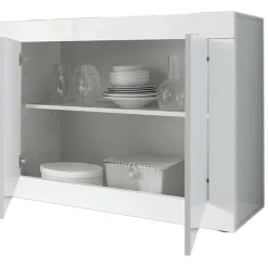 Garnero Arredamenti Madia 207x86h cm 4 ante moderna soggiorno Eternity Bianco Lucido Discount