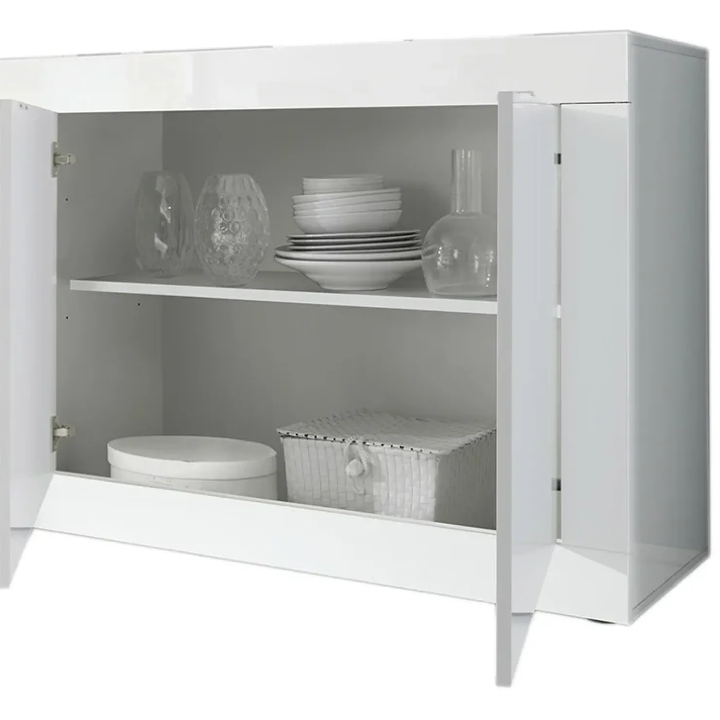 Garnero Arredamenti Madia 207x86h cm 4 ante moderna soggiorno Eternity Bianco Lucido Discount