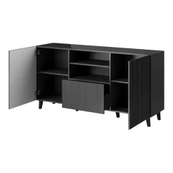 Garnero Arredamenti Madia 151x83h cm 3 ante moderna industrial cannettato Essence Antracite Hot