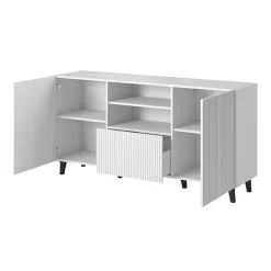 Garnero Arredamenti Madia 151x83h cm 3 ante moderna industrial cannettato bianco Essence Bianco Opaco Best