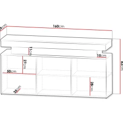 Garnero Arredamenti Madia 160x83h cm 3 ante moderna con led nero Lumus Nero Lucido Best