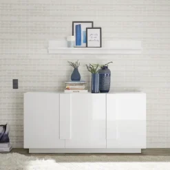 Garnero Arredamenti Madia 182x90h cm 3 ante moderna bianco laccato lucido Alvarez Bianco Lucido Online