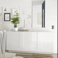 Garnero Arredamenti Madia 182x90h cm 3 ante moderna bianco laccato lucido Alvarez Bianco Lucido Online