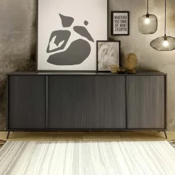 Garnero Arredamenti Madia 205x84h cm 4 ante moderna soggiorno Tosca Nero Frassinato