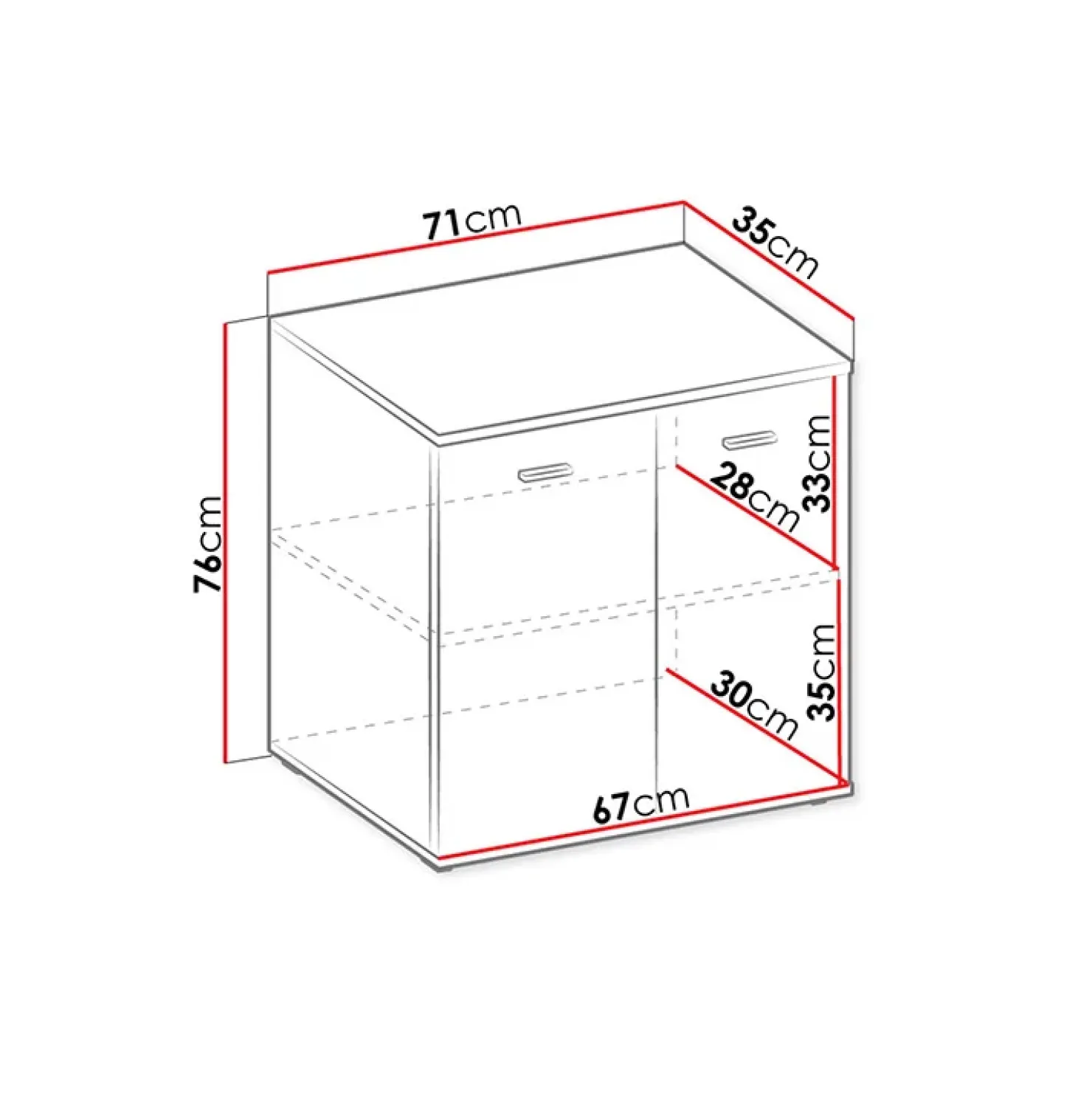 Garnero Arredamenti Madia 71x76h cm 2 ante moderna bianco Ely Hot