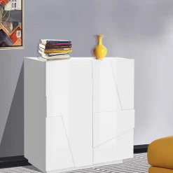 Garnero Arredamenti Madia 81x86h cm 2 ante moderna Zenzero Gihome® Bianco Lucido Sale