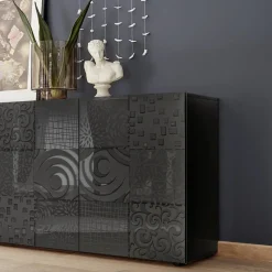 Garnero Arredamenti Madia 241x84h cm 4 ante moderna grigio scuro con serigrafia Paradise Antracite Hot