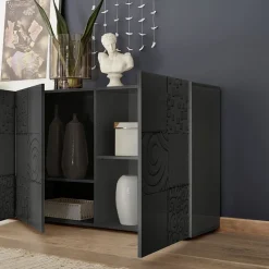 Garnero Arredamenti Madia 241x84h cm 4 ante moderna grigio scuro con serigrafia Paradise Antracite Hot