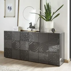 Garnero Arredamenti Madia 181x84h cm 3 ante moderna soggiorno grigio Paradise Antracite New