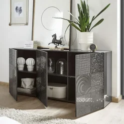 Garnero Arredamenti Madia 181x84h cm 3 ante moderna soggiorno grigio Paradise Antracite New