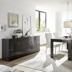 Garnero Arredamenti Madia 181x84h cm 3 ante moderna soggiorno grigio Paradise Antracite New