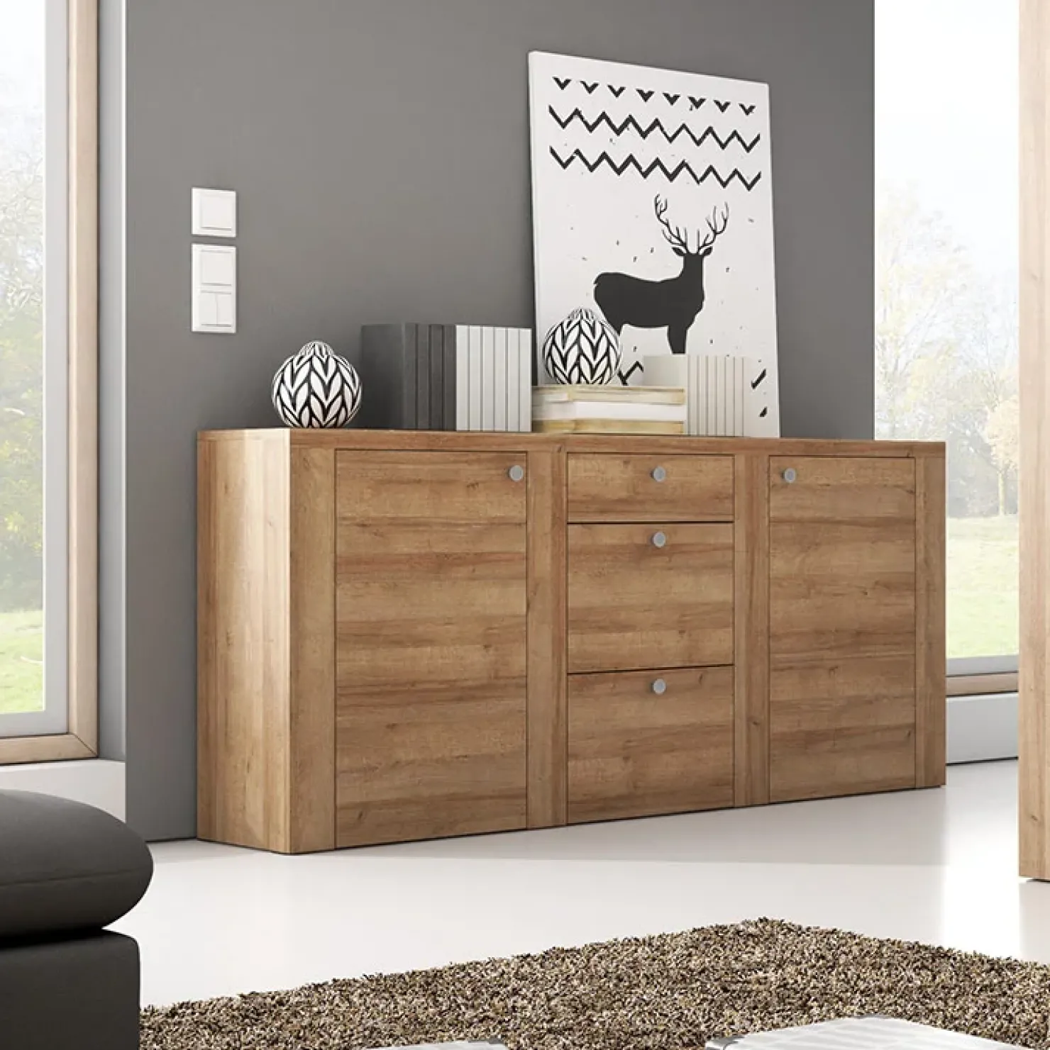 Garnero Arredamenti Madia 176x85h cm 2 ante moderna Paloma 2 Rovere