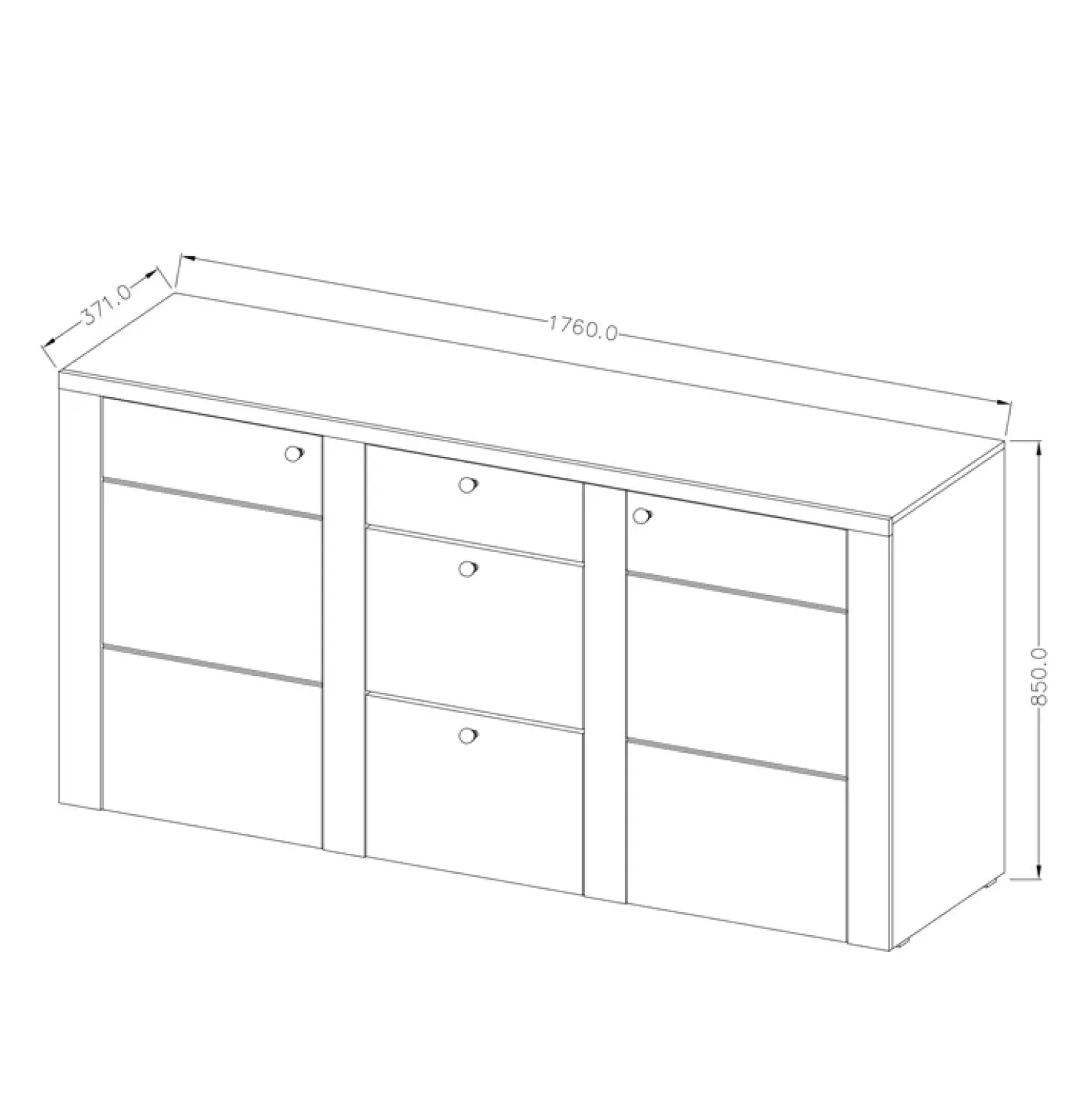 Garnero Arredamenti Madia 176x85h cm 2 ante moderna Paloma 2 Rovere