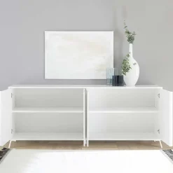 Garnero Arredamenti Madia 205x84h cm 4 ante moderna Tosca Bianco Lucido Best