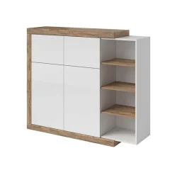 Garnero Arredamenti Madia 151x128h cm 4 ante moderna bianco lucido rovere Aria Hot