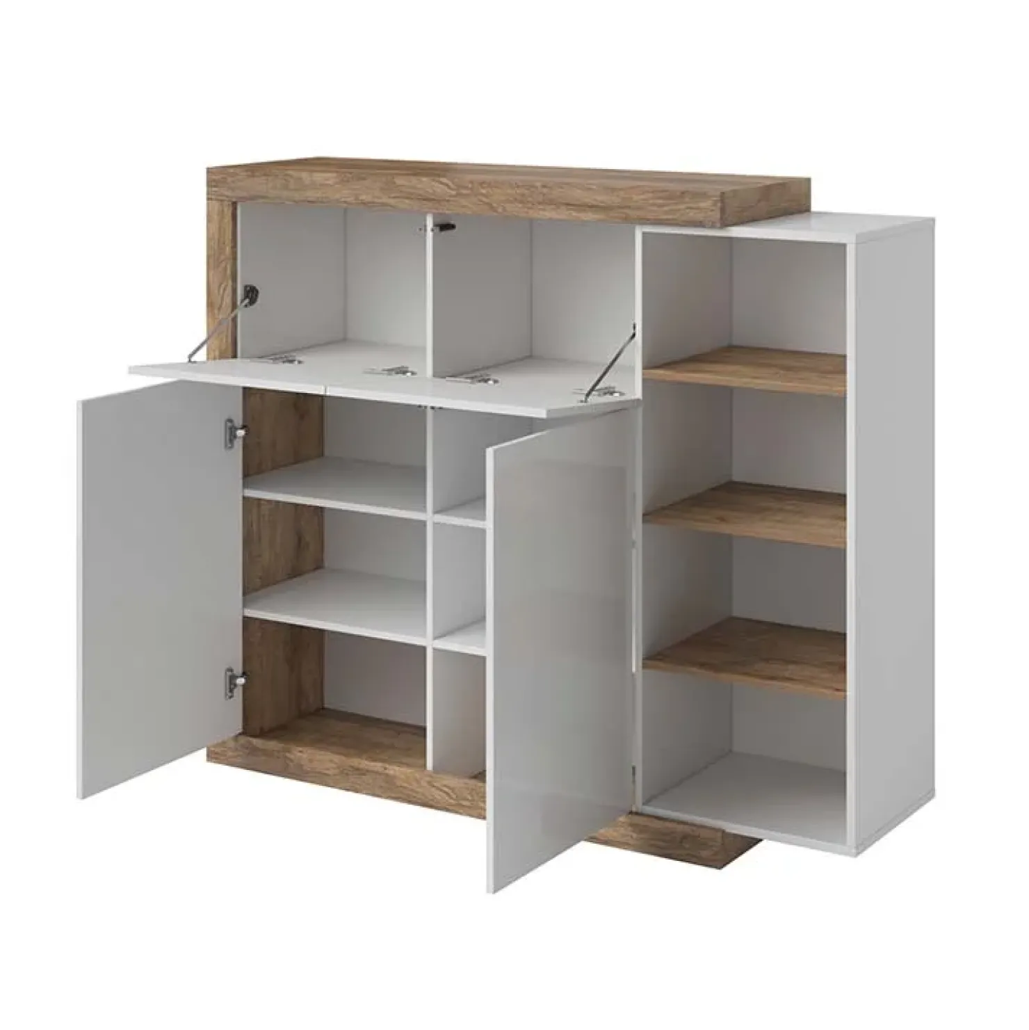 Garnero Arredamenti Madia 151x128h cm 4 ante moderna bianco lucido rovere Aria Hot